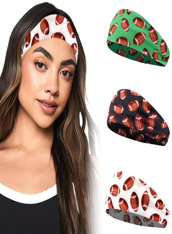 CUBACO 3 Pcs Football Headband for Women Game Day Outfits Hair Accessories Football Mom Essentials Cheer Mom Accessories Sport Headbands Elastic Soft Hair Bands for Women(Black White Green) - Image 1